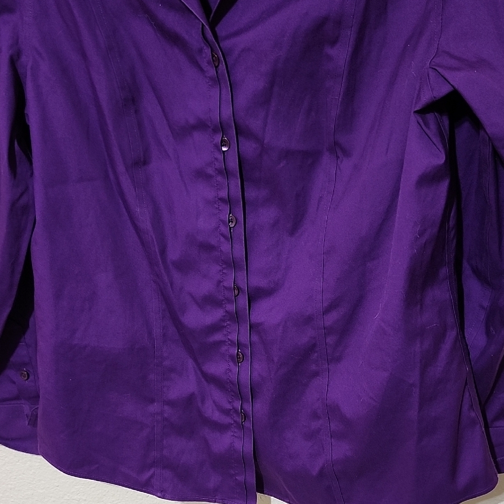 Chico's Purple Fitted Long Sleeve Button Down Shirt - Picture 5 of 9
